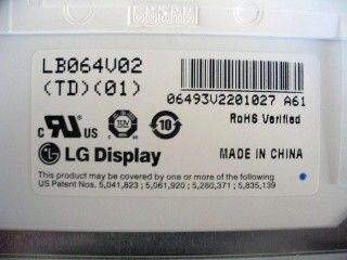 LB064V02-TD01 6.4 นิ้ว 640×480 250 cd/m2 มุมชม 65/65/50/60 TFT-LCD, LCM