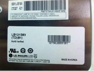LB121S03-TD01 12.1 นิ้ว 800 ((RGB) × 600 400 cd/m2 ความถี่ 60Hz TFT-LCD, LCM